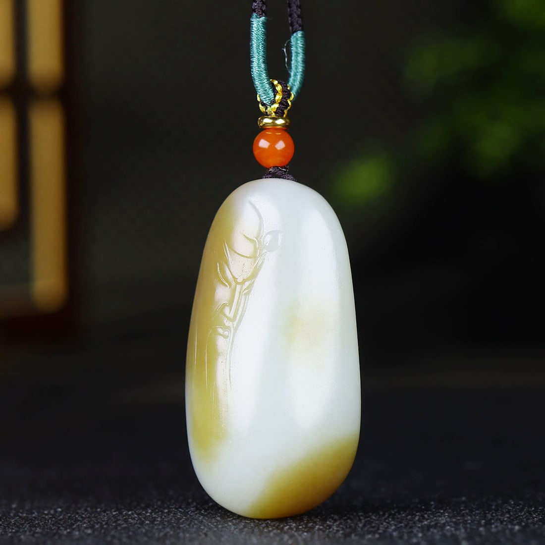 Chinese Hetian Jade Carved General Guangong Pendant - 2