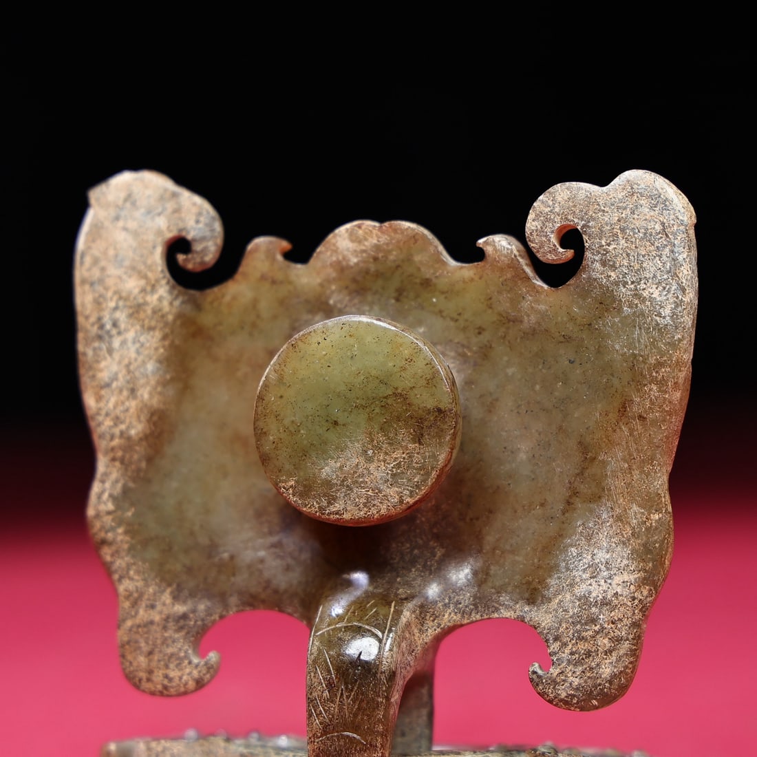 A Pair Vintage Chinese Hetian Jade Carved Divine Beast Door Knocker - 9