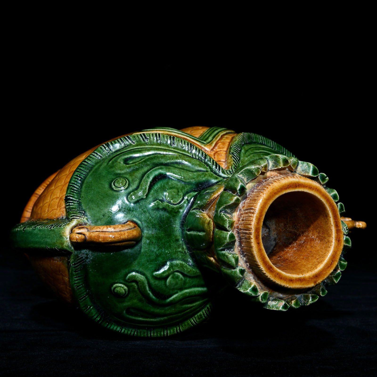 Chinese Liao San Cai Double Fish Porcelain Vase - 8