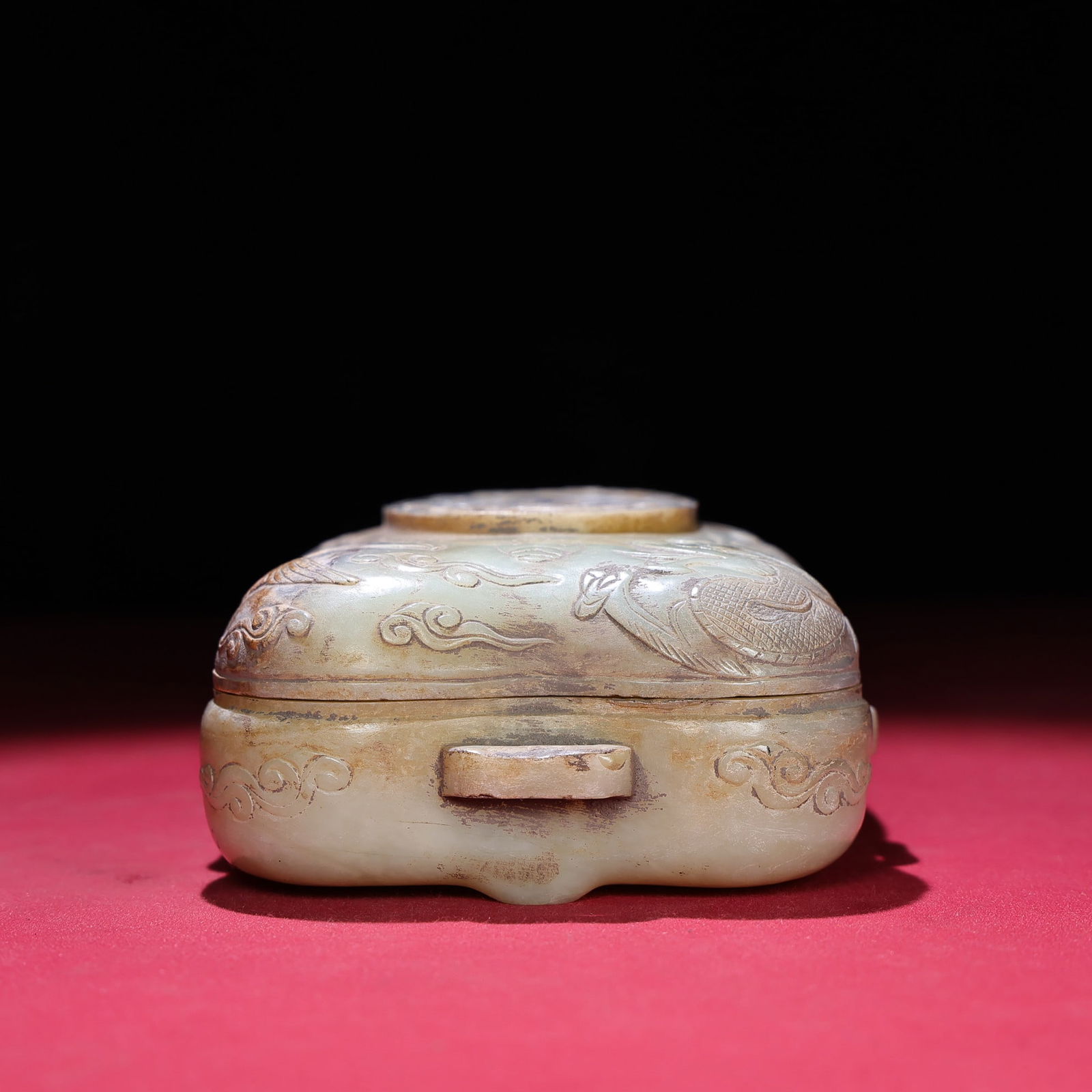 Chinese Hetian Jade Carved Divine Beast Box - 5