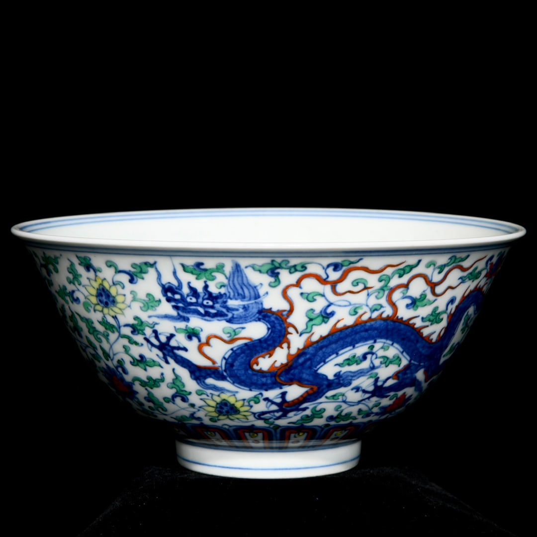 Chinese Doucai Clouds Dragon Design Porcelain Bowl (1 of 9)