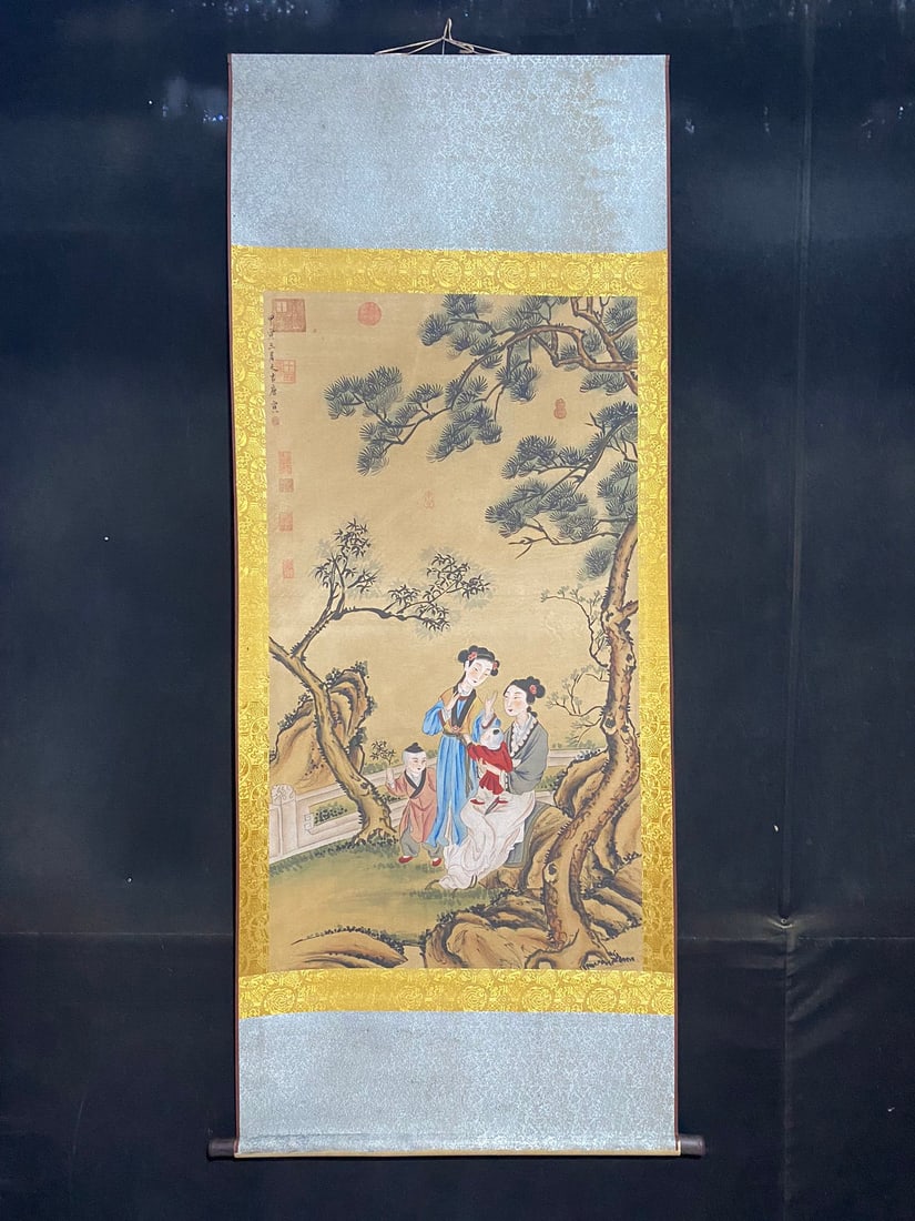 Chinese Watercolour On Silk Beautiful Woman Painting - Tang Yin (1 of 9)
