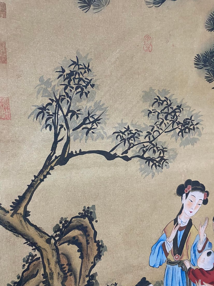 Chinese Watercolour On Silk Beautiful Woman Painting - Tang Yin - 5