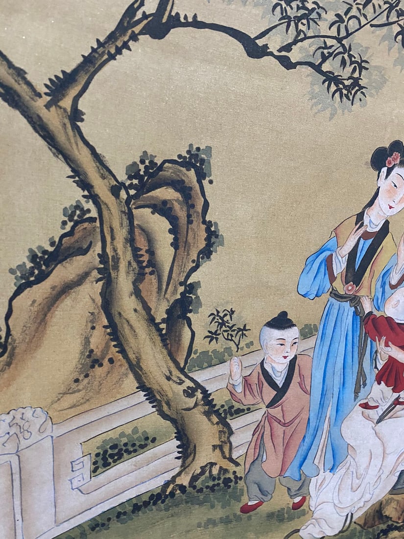 Chinese Watercolour On Silk Beautiful Woman Painting - Tang Yin - 6