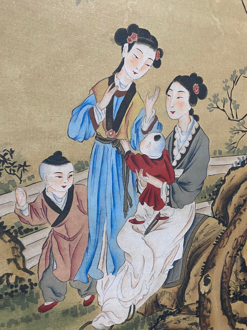 Chinese Watercolour On Silk Beautiful Woman Painting - Tang Yin - 8
