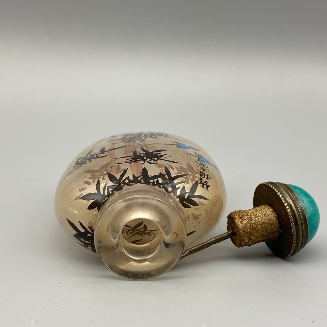 Old Chinese Peking Glass Inside Painting Fortune Bamboo Design Snuff Bottle - 8