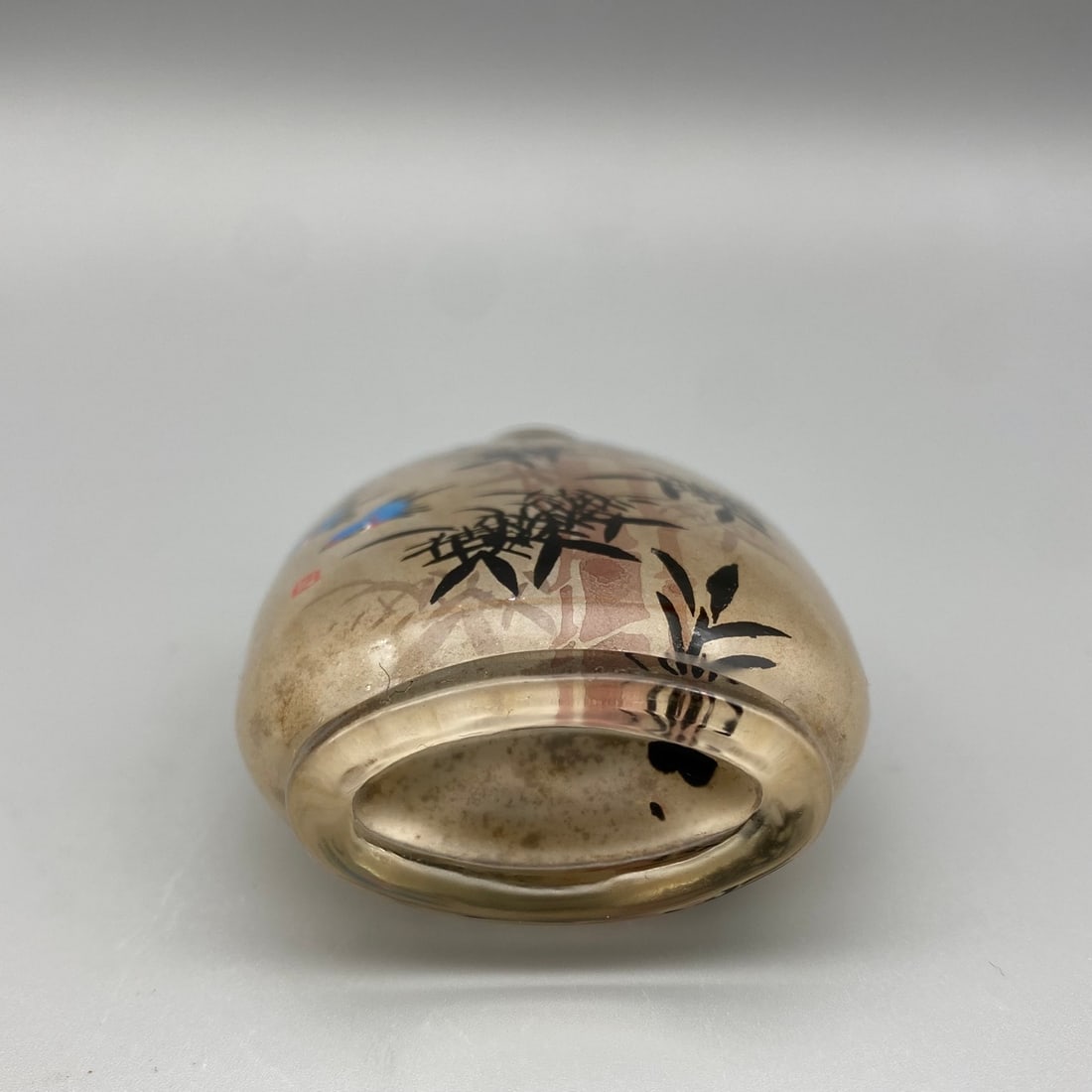 Old Chinese Peking Glass Inside Painting Fortune Bamboo Design Snuff Bottle - 9