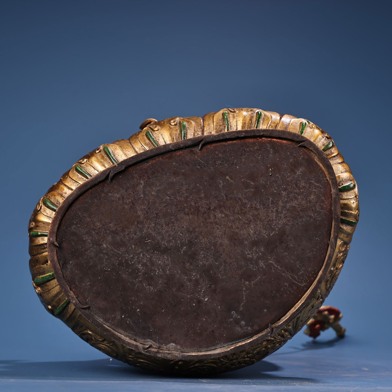 Tibetan Buddhism Colored Drawing Gilt Gold Copper Padmasambhava Buddha Statue - 9