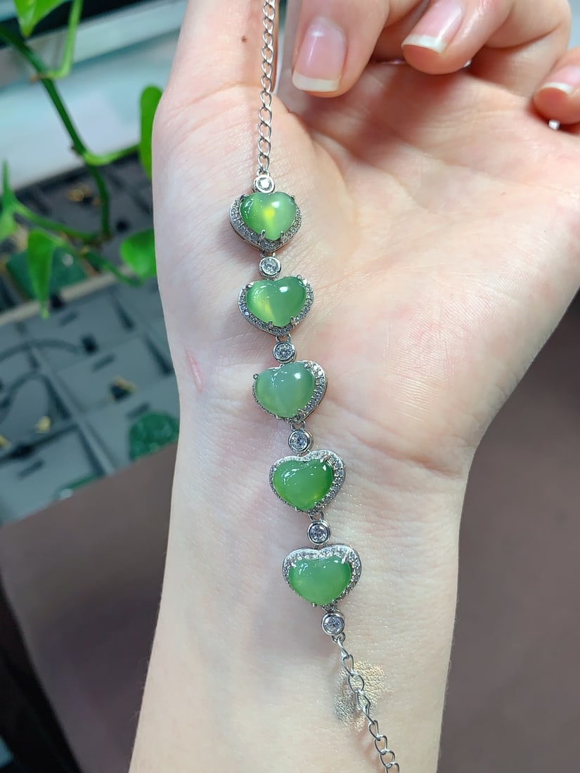 Chinese Green Hetian Jade Bead Bracelet - 3