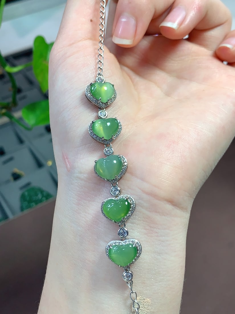 Chinese Green Hetian Jade Bead Bracelet - 4