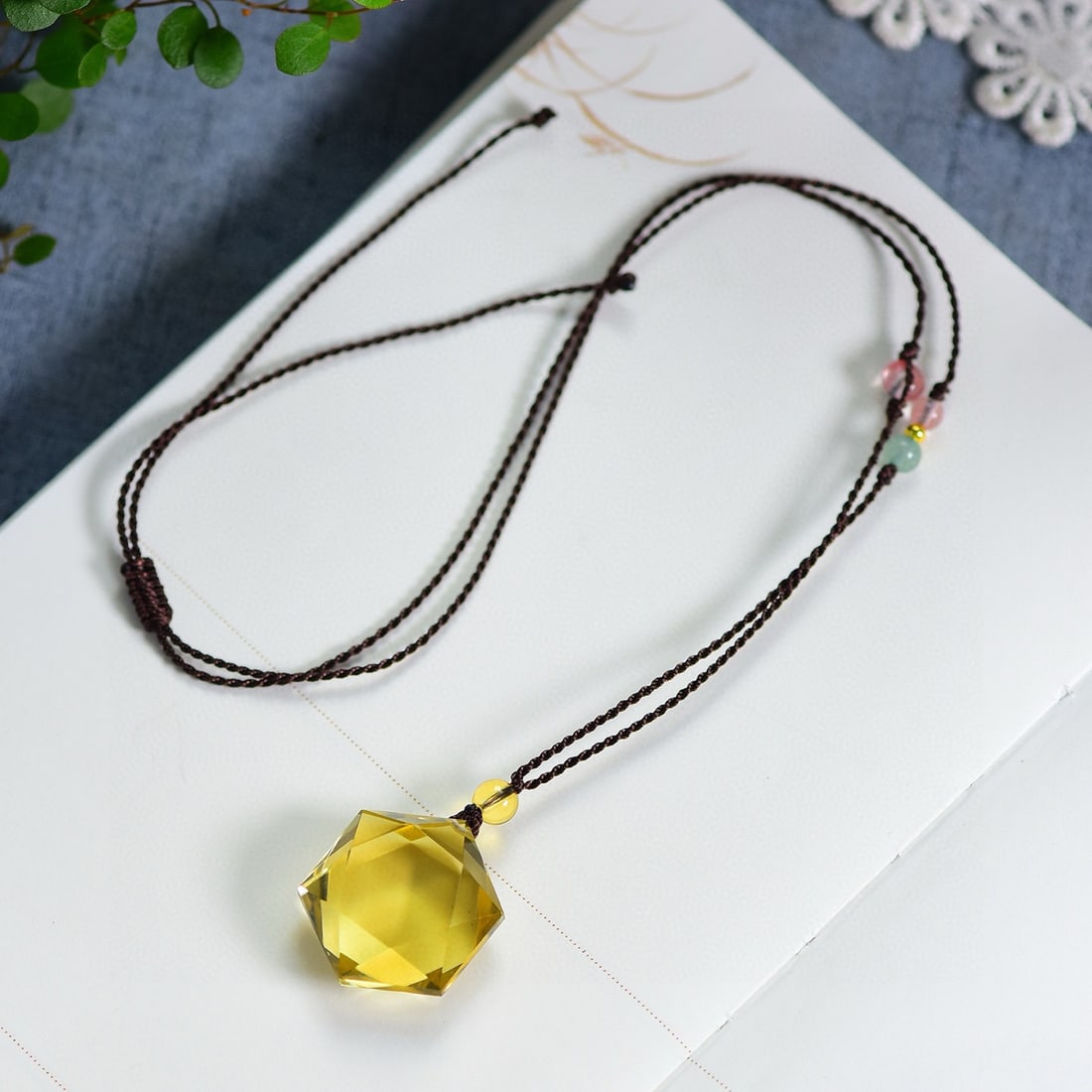 Beautiful Yellow Crystal Pendant - 5