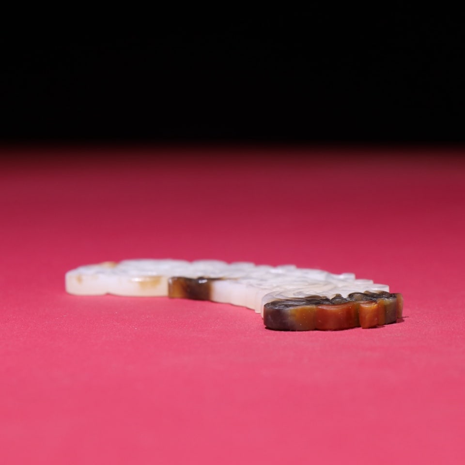 Openwork Chinese Hetian Jade Carved Fortune Dragon Jade Bi Pendant - 7