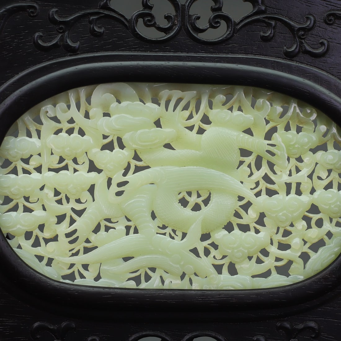 Vintage Chinese Zitan Wood Inlay Hetian Jade Screen - 5