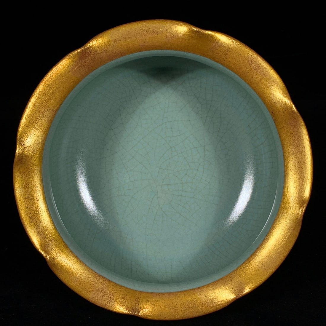 Chinese Gilt Gold Ru Kiln Porcelain Brush Washer - 4