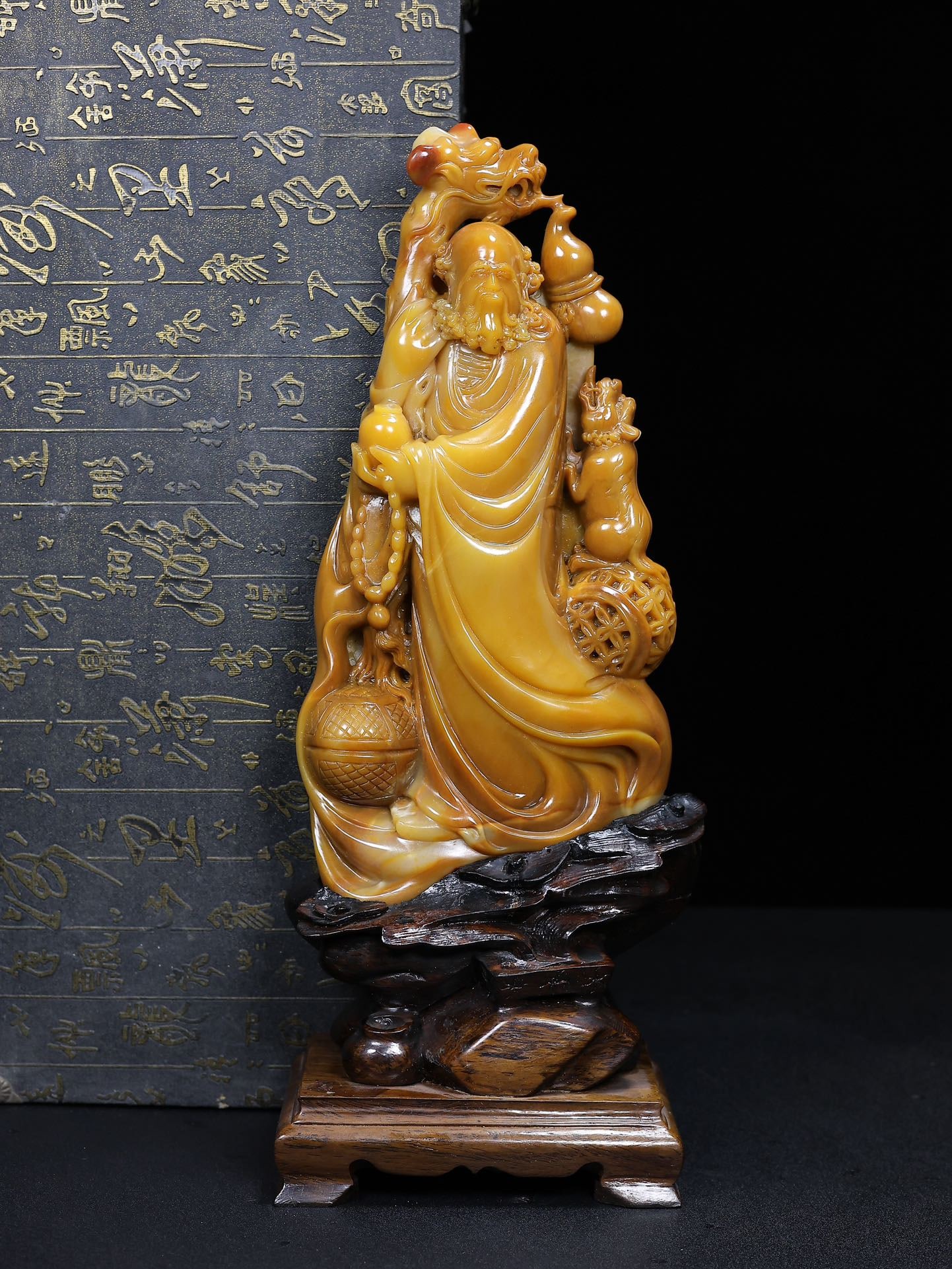Old Chinese Tianhuang Stone Carved Dharma Statue - 14