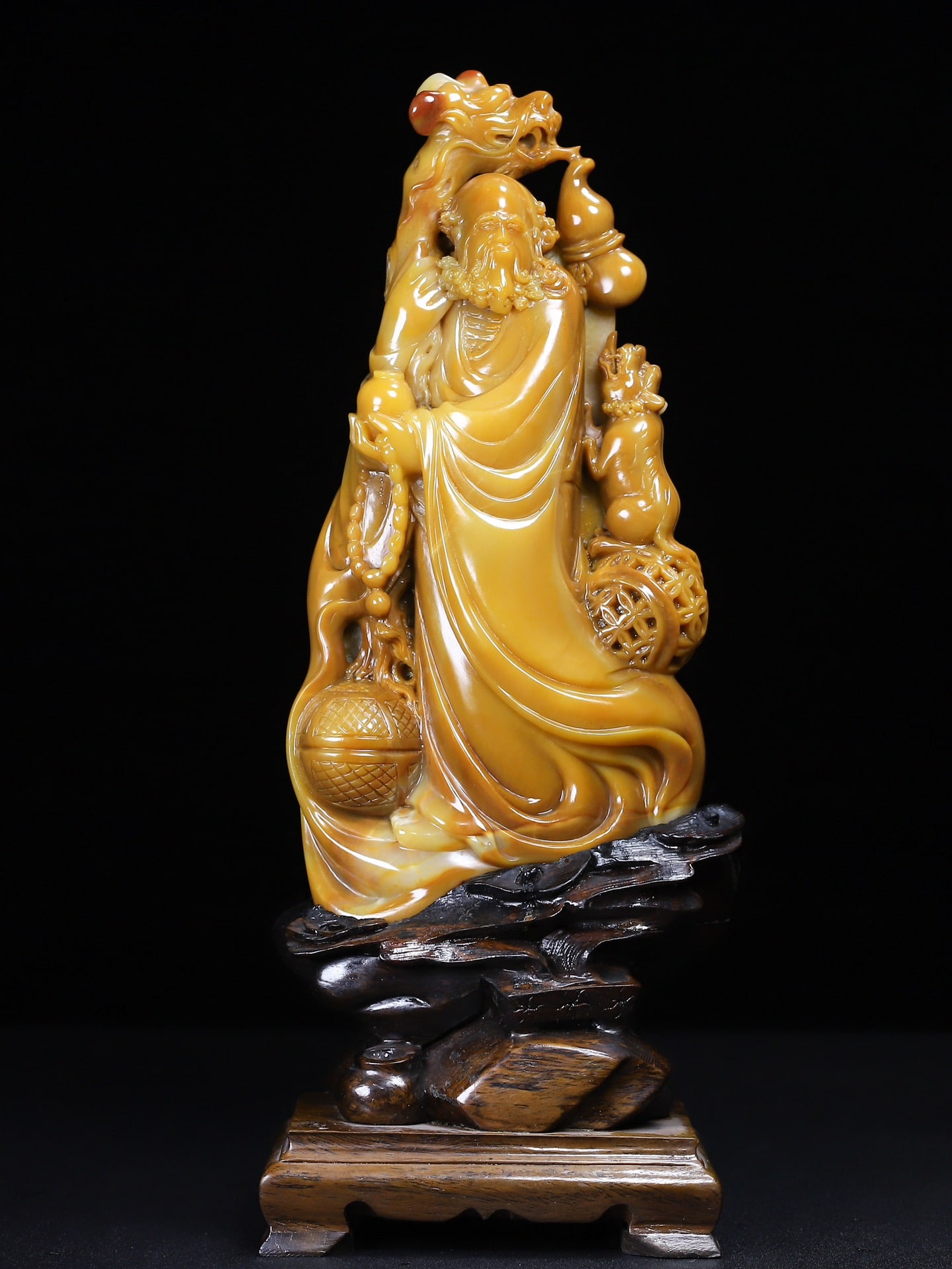 Old Chinese Tianhuang Stone Carved Dharma Statue (1 of 14)
