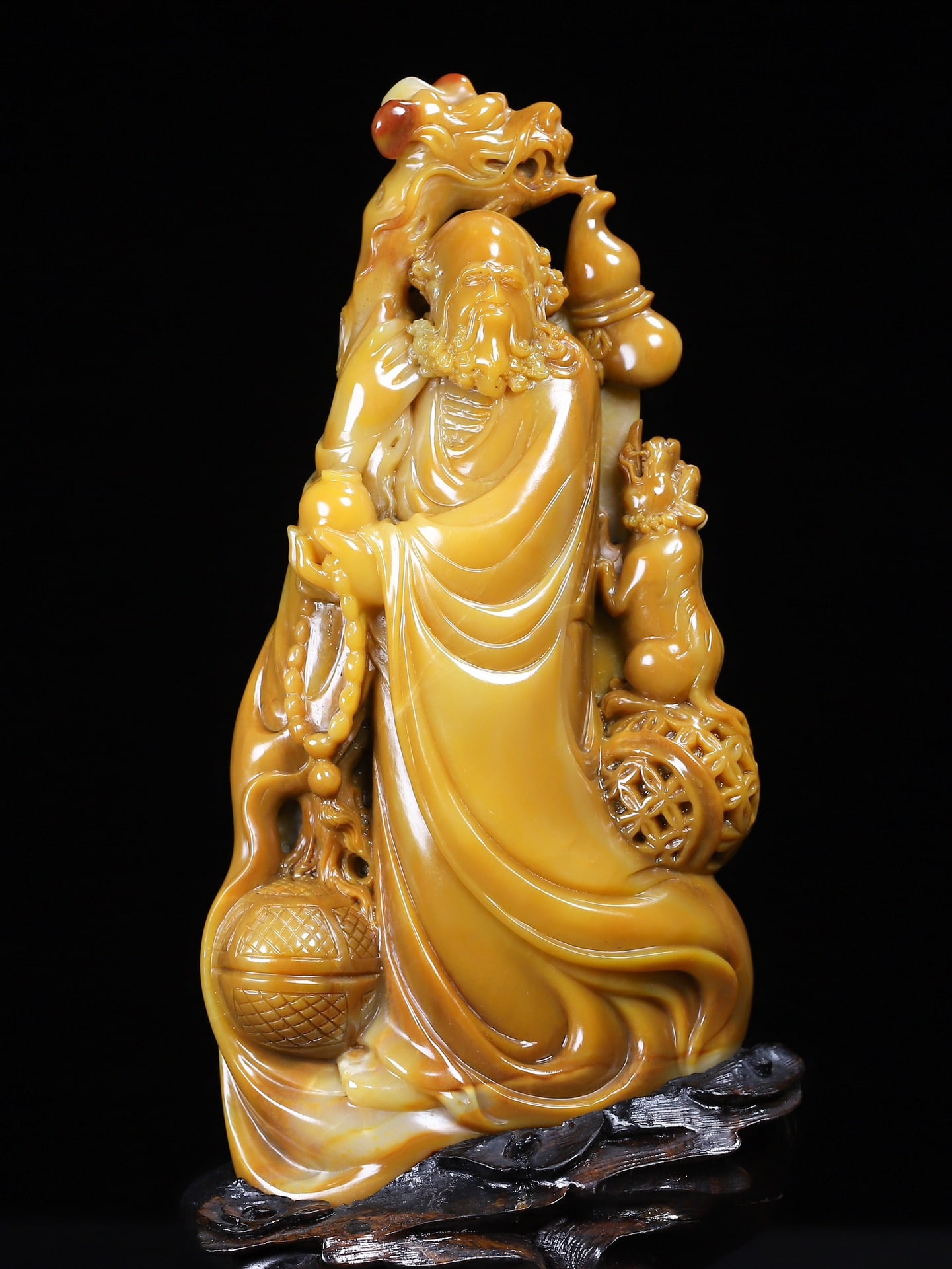 Old Chinese Tianhuang Stone Carved Dharma Statue - 3