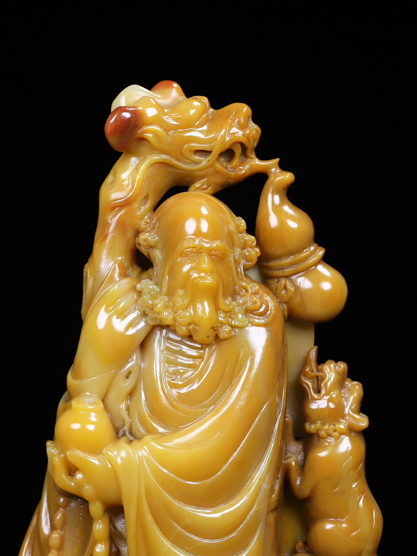 Old Chinese Tianhuang Stone Carved Dharma Statue - 4