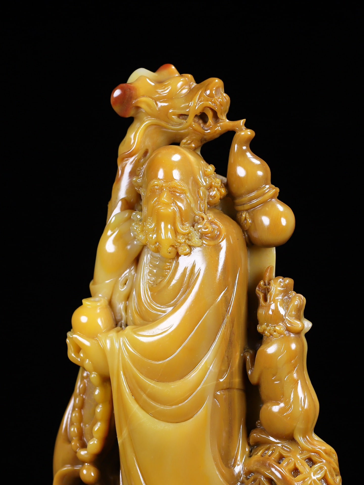 Old Chinese Tianhuang Stone Carved Dharma Statue - 8