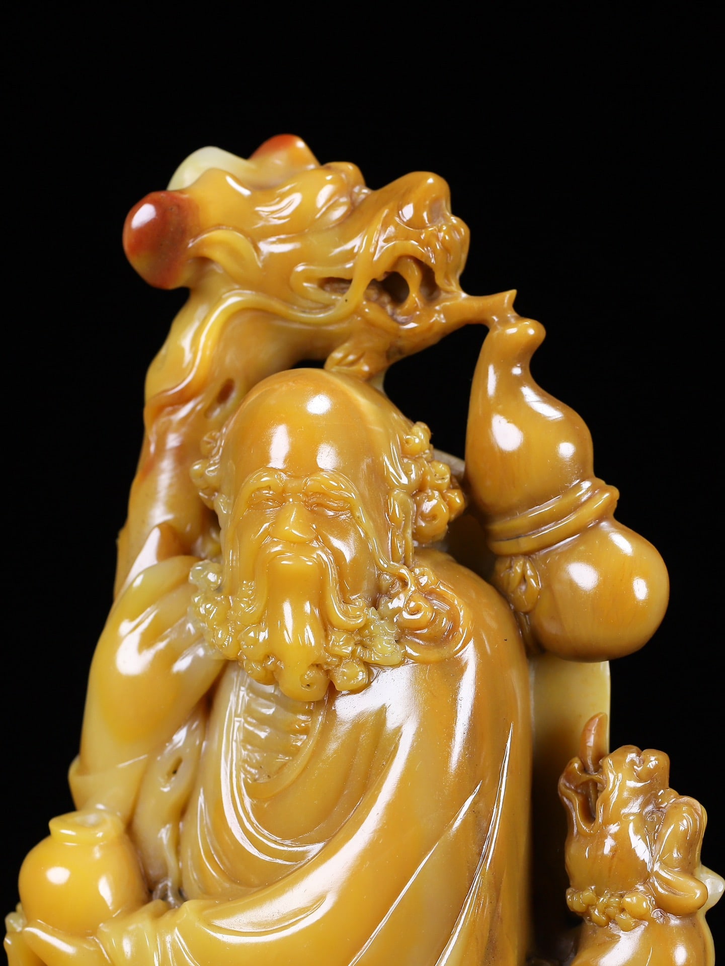 Old Chinese Tianhuang Stone Carved Dharma Statue - 9