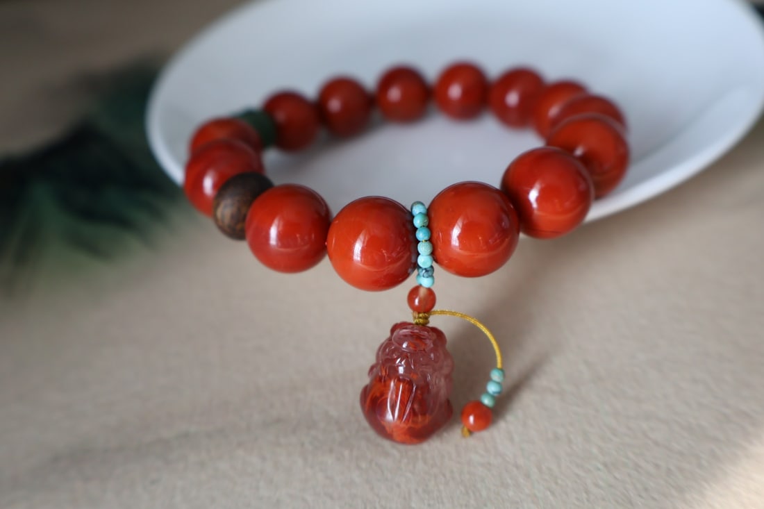 Chinese Nanhong Agate Beads Bracelet (1 of 6)