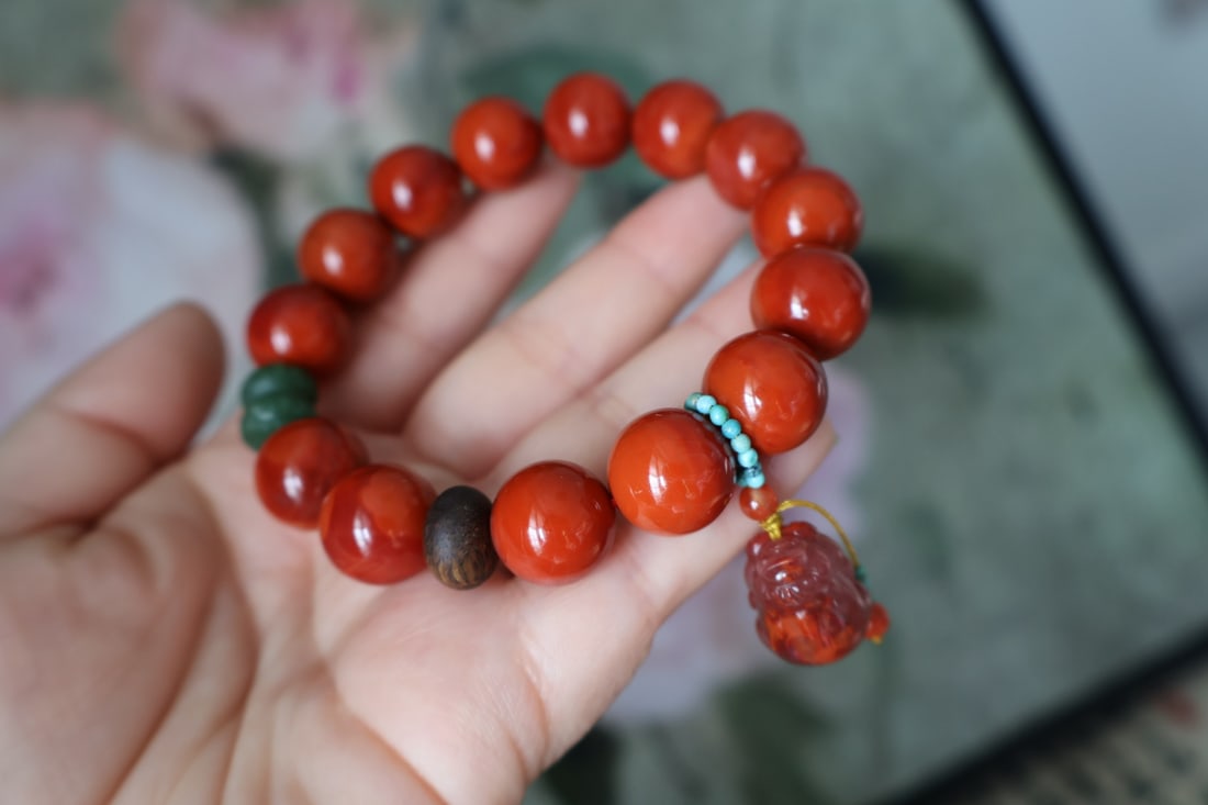 Chinese Nanhong Agate Beads Bracelet - 2