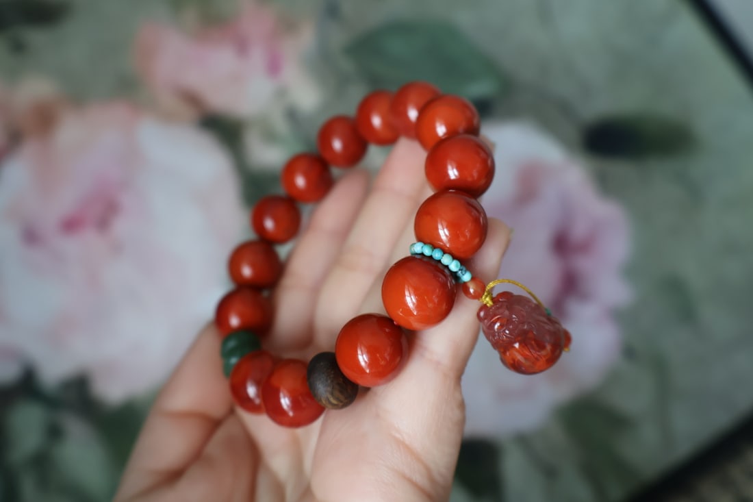 Chinese Nanhong Agate Beads Bracelet - 3