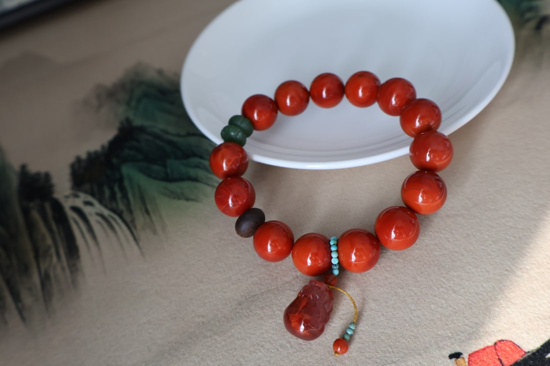 Chinese Nanhong Agate Beads Bracelet - 5