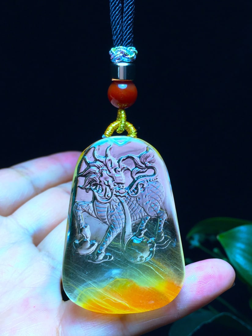 Beautiful Crystal Carved Fortune Kylin Pendant - 5