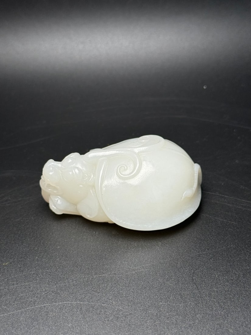 Superb Chinese Hetian Jade Carved Dragon Turtle Statue - 4