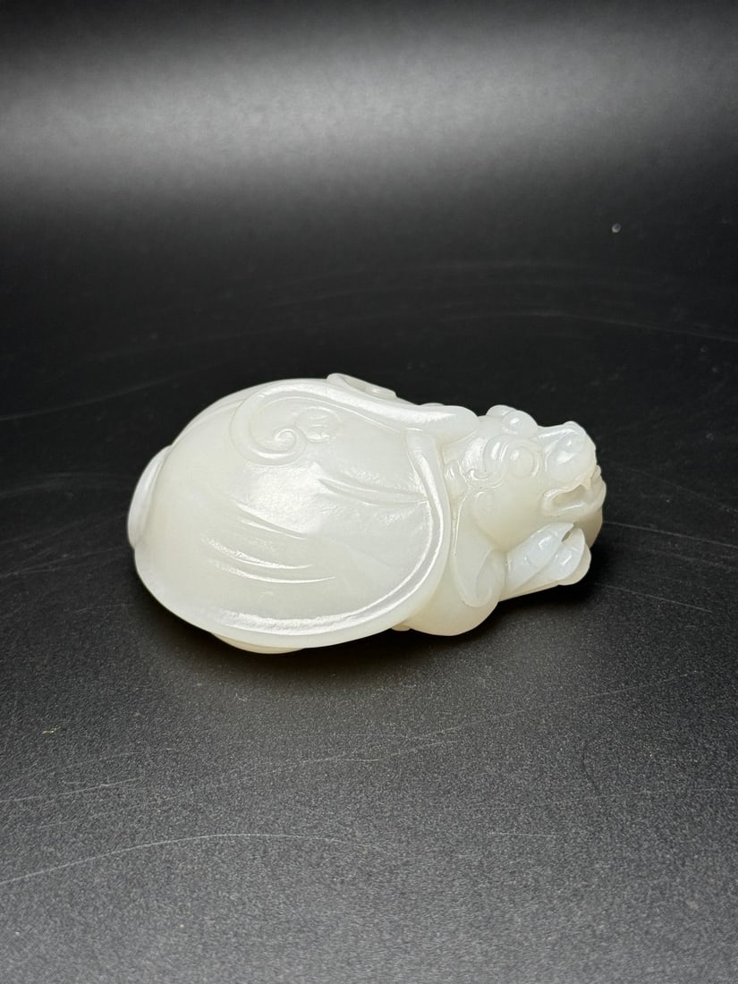 Superb Chinese Hetian Jade Carved Dragon Turtle Statue - 5