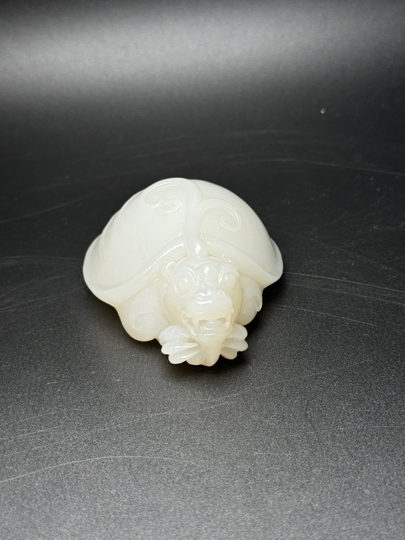 Superb Chinese Hetian Jade Carved Dragon Turtle Statue - 6