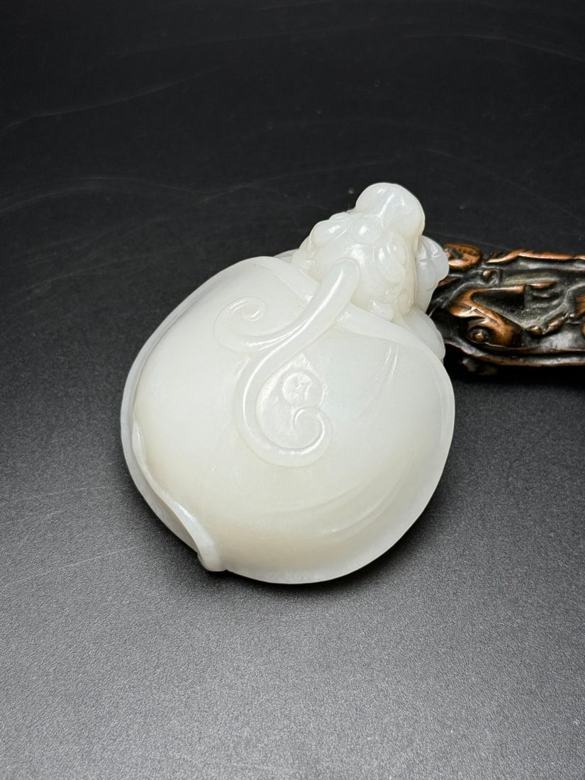 Superb Chinese Hetian Jade Carved Dragon Turtle Statue - 9