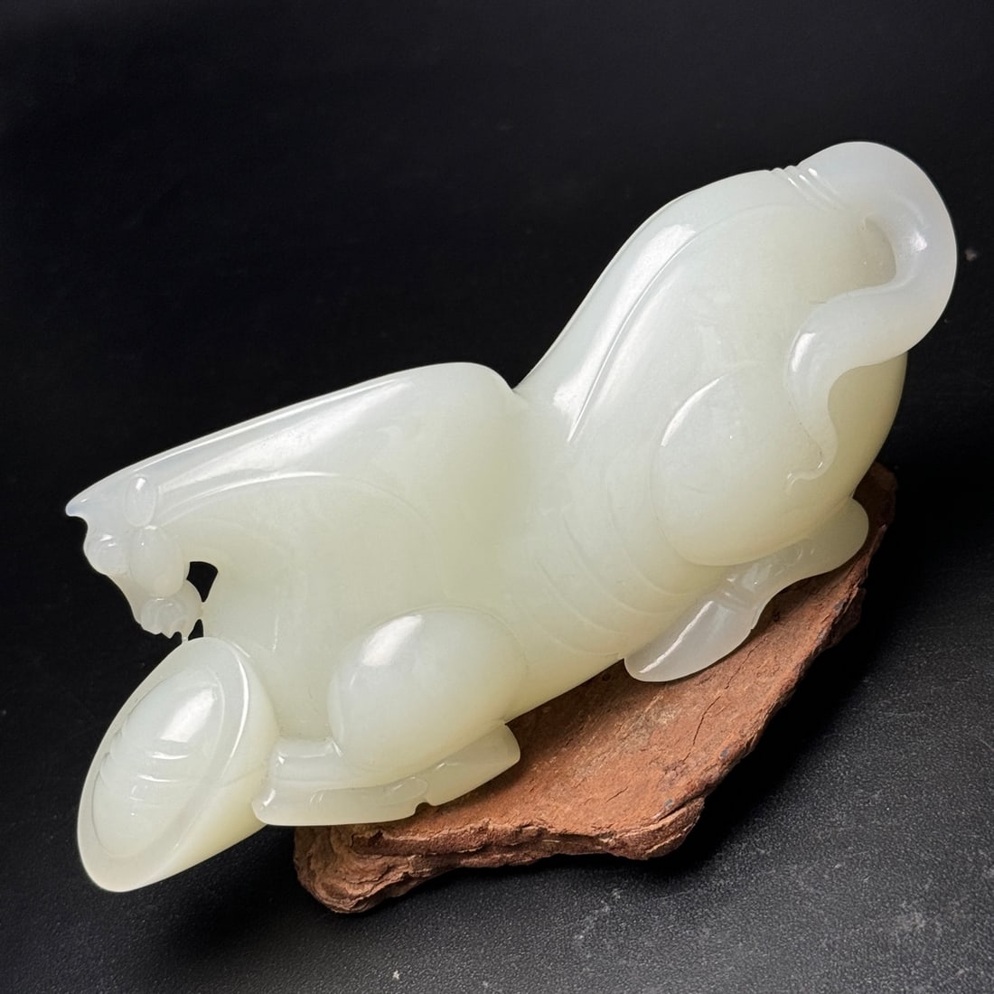 Superb Chinese Hetian Jade Carved Fortune Horse Statue - 4