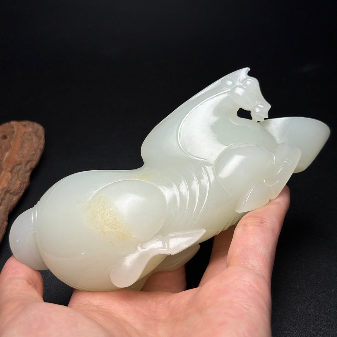 Superb Chinese Hetian Jade Carved Fortune Horse Statue - 8