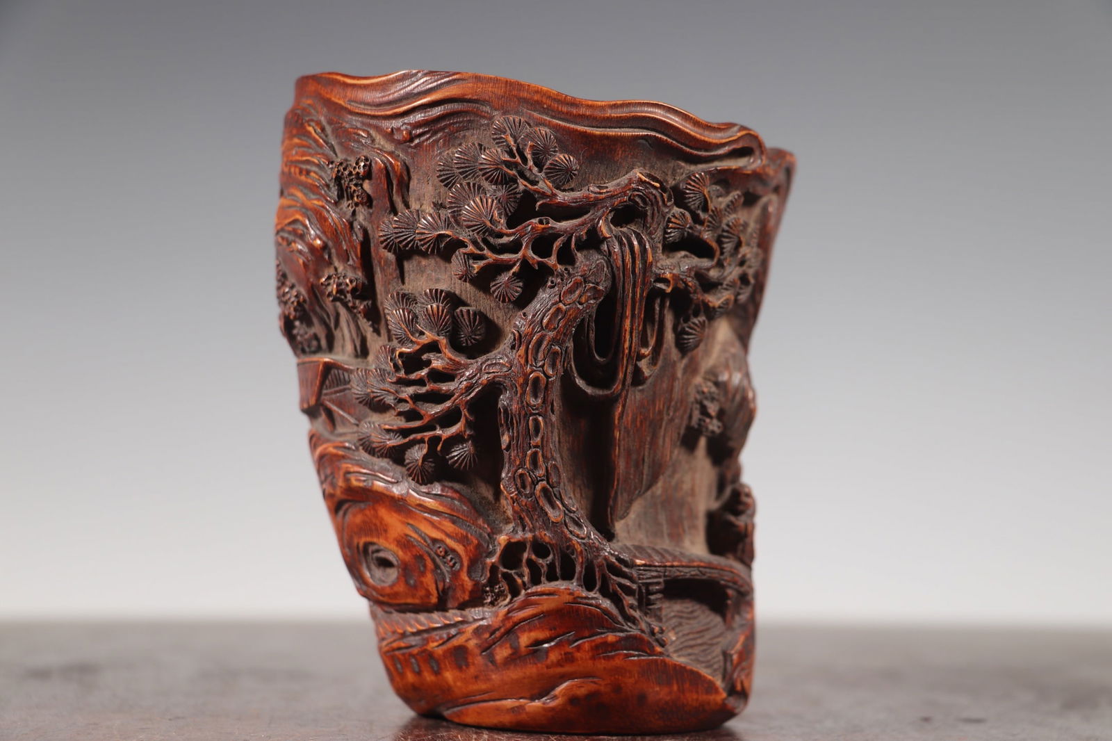 Vintage Chinese Bamboo Carved Sages Meeting Brush Pot - 4