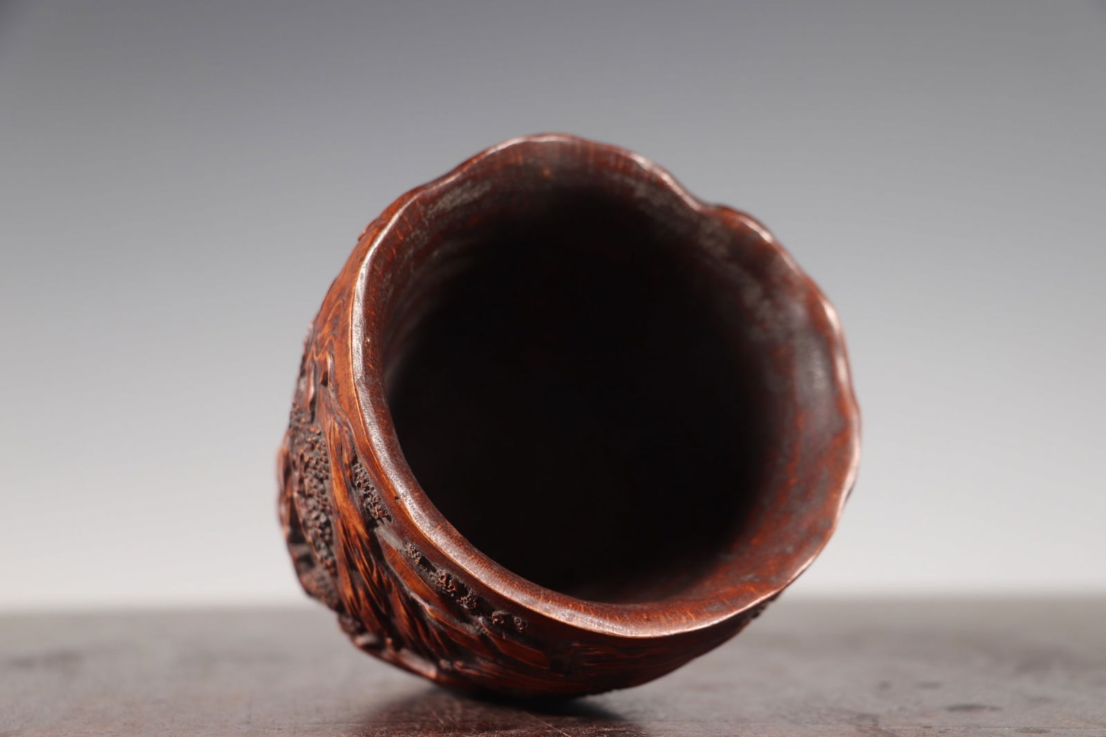 Vintage Chinese Bamboo Carved Sages Meeting Brush Pot - 9