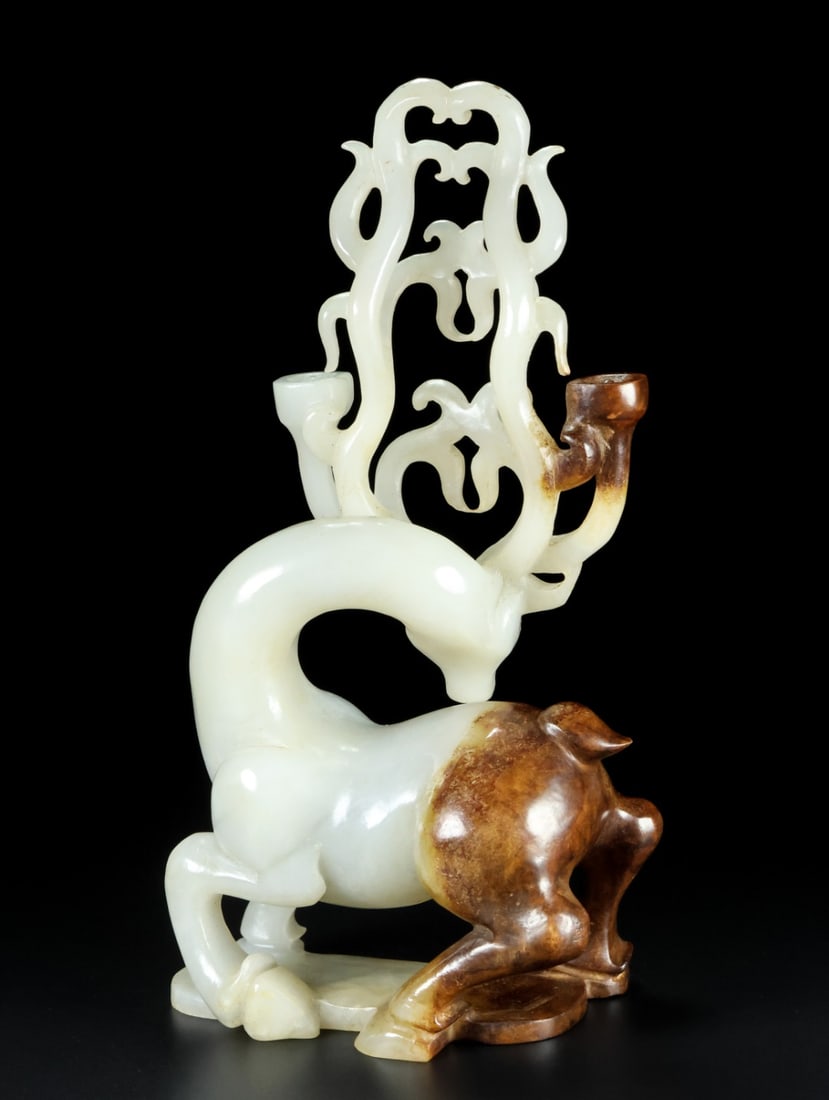 Superb Vintage Chinese Hetian Jade Carved Fortune Deer Statue - 6