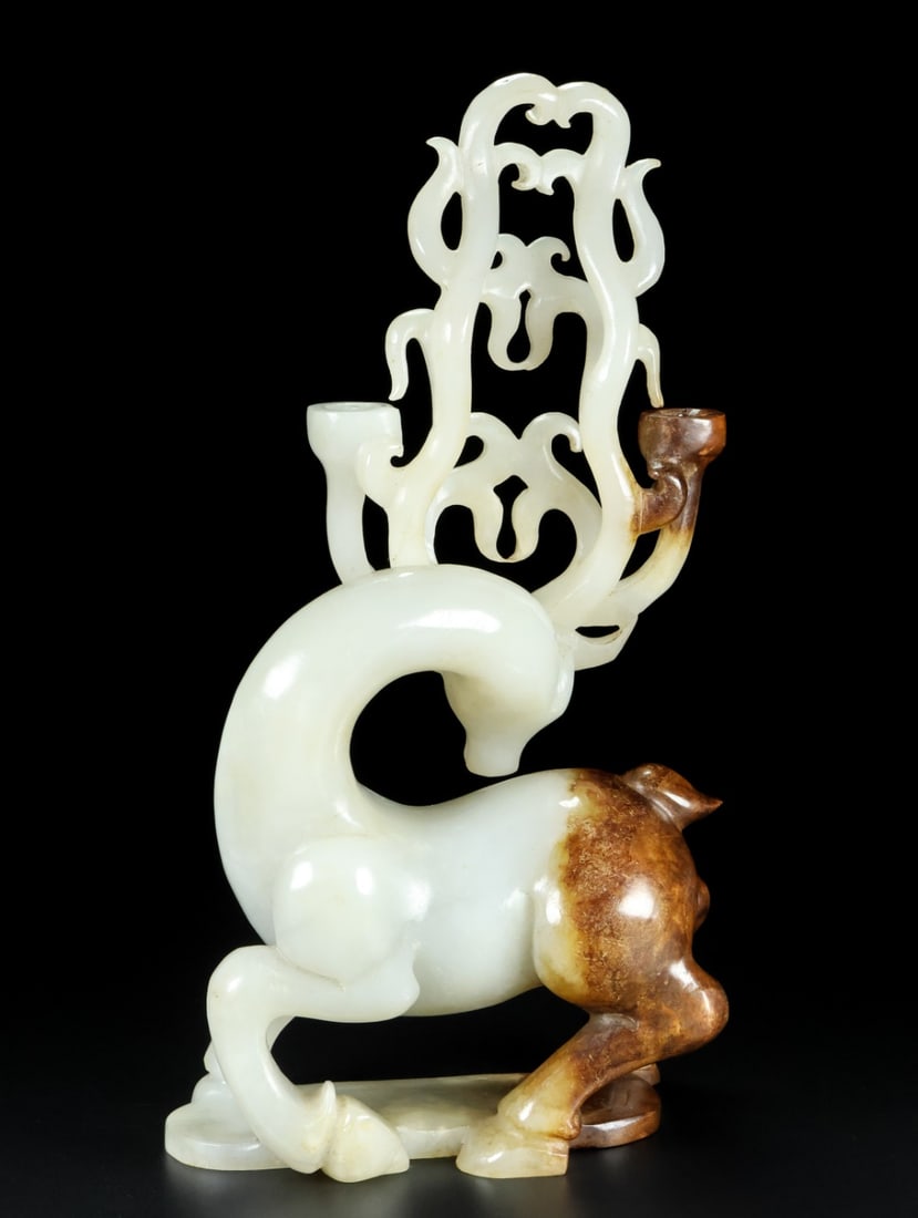 Superb Vintage Chinese Hetian Jade Carved Fortune Deer Statue - 7