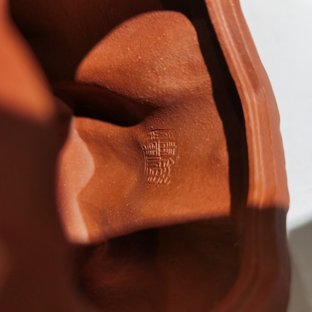 Chinese Yixing Zisha Tree Stump Shape Teapot w Artist Signed - 8