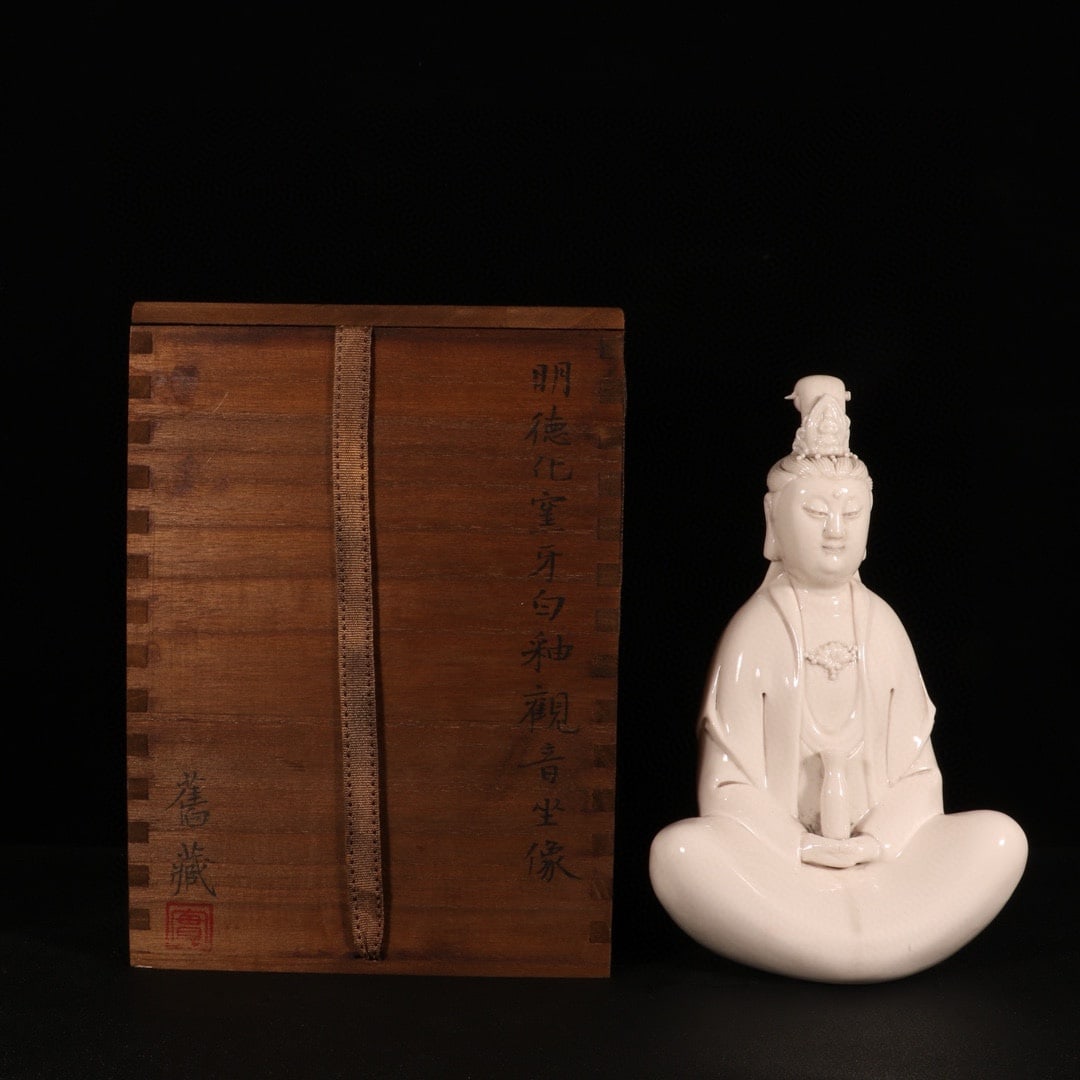 Chinese Dehua Kiln White Glaze Porcelain Kwan-yin Statue (1 of 9)