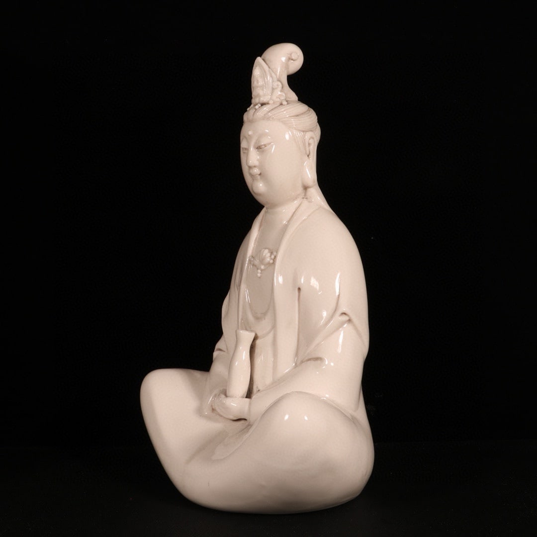 Chinese Dehua Kiln White Glaze Porcelain Kwan-yin Statue - 2