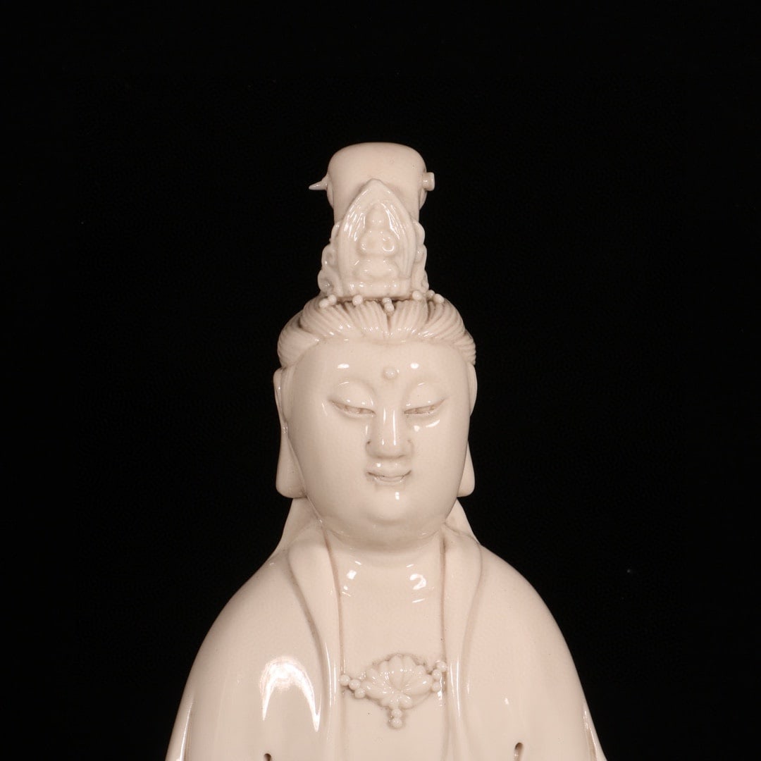 Chinese Dehua Kiln White Glaze Porcelain Kwan-yin Statue - 3
