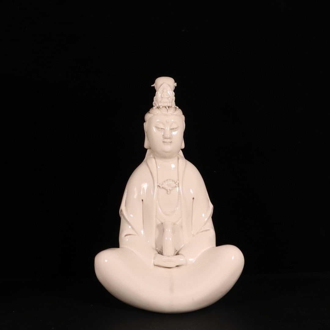 Chinese Dehua Kiln White Glaze Porcelain Kwan-yin Statue - 7
