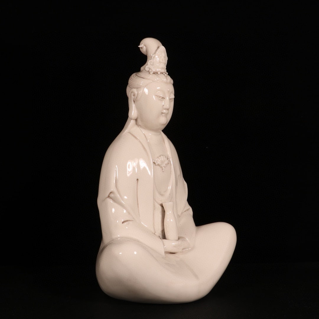 Chinese Dehua Kiln White Glaze Porcelain Kwan-yin Statue - 8