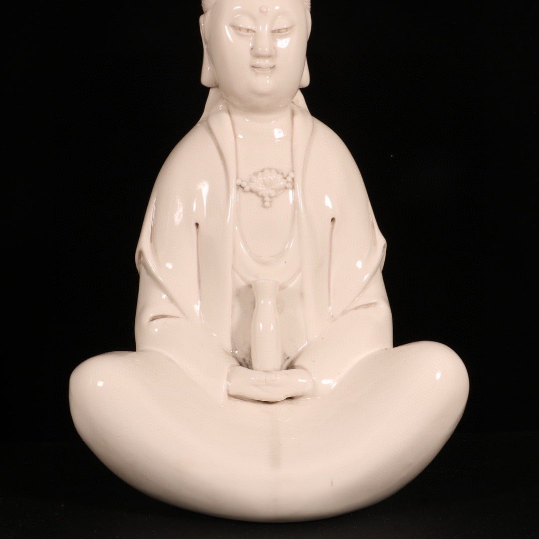 Chinese Dehua Kiln White Glaze Porcelain Kwan-yin Statue - 9