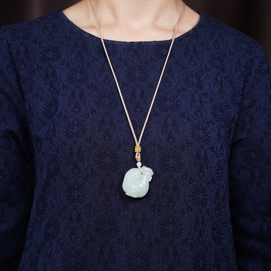 Chinese Hetian Jade Carved Rooster Pendant w Certificate - 6