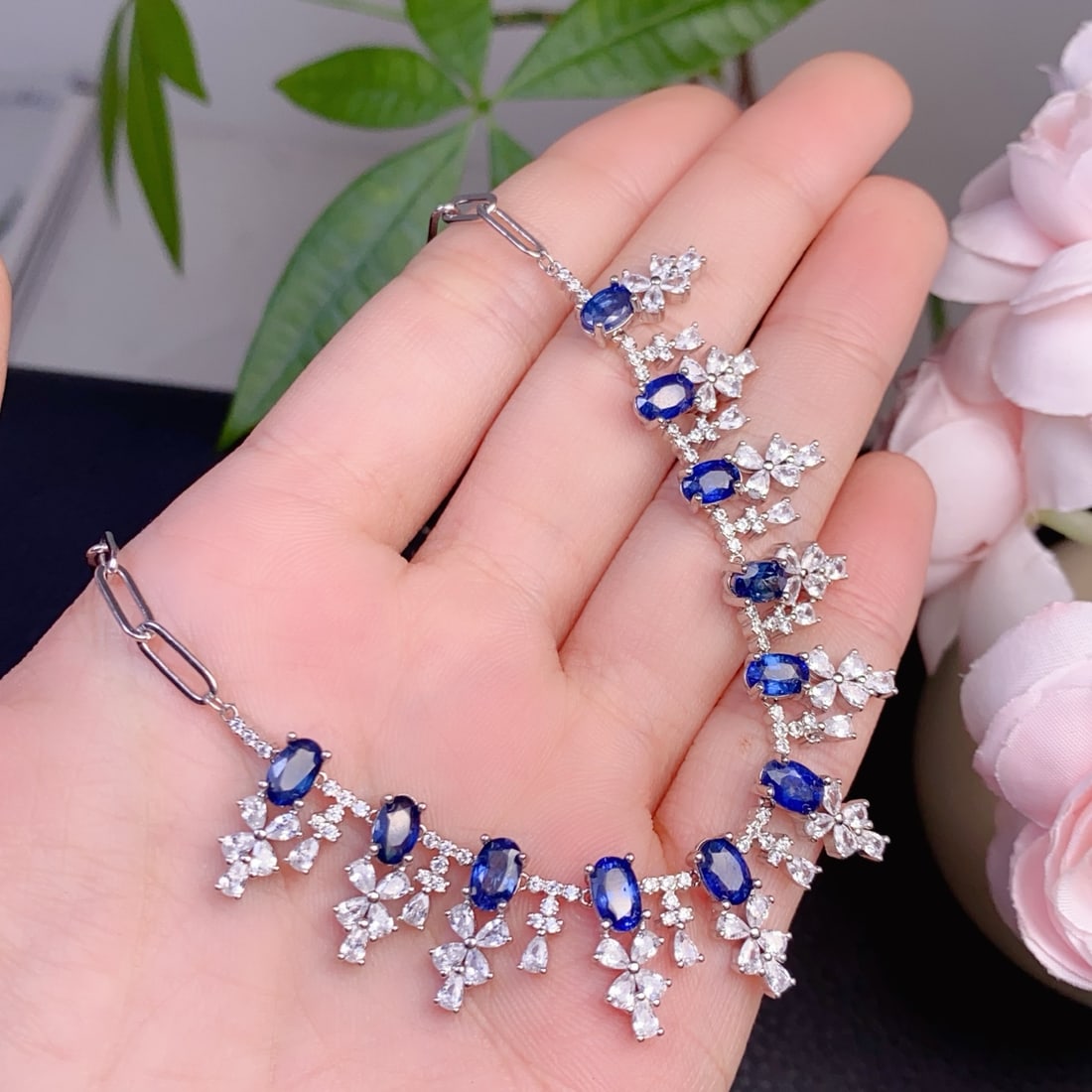 Beautiful 925 Silver Inlay Sapphire Necklace - 3