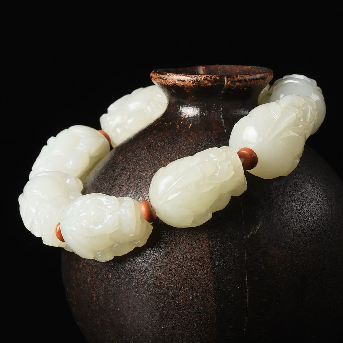 Chinese Hetian Jade Carved Fortune Pixiu Beads Bracelet w Certificate - 5