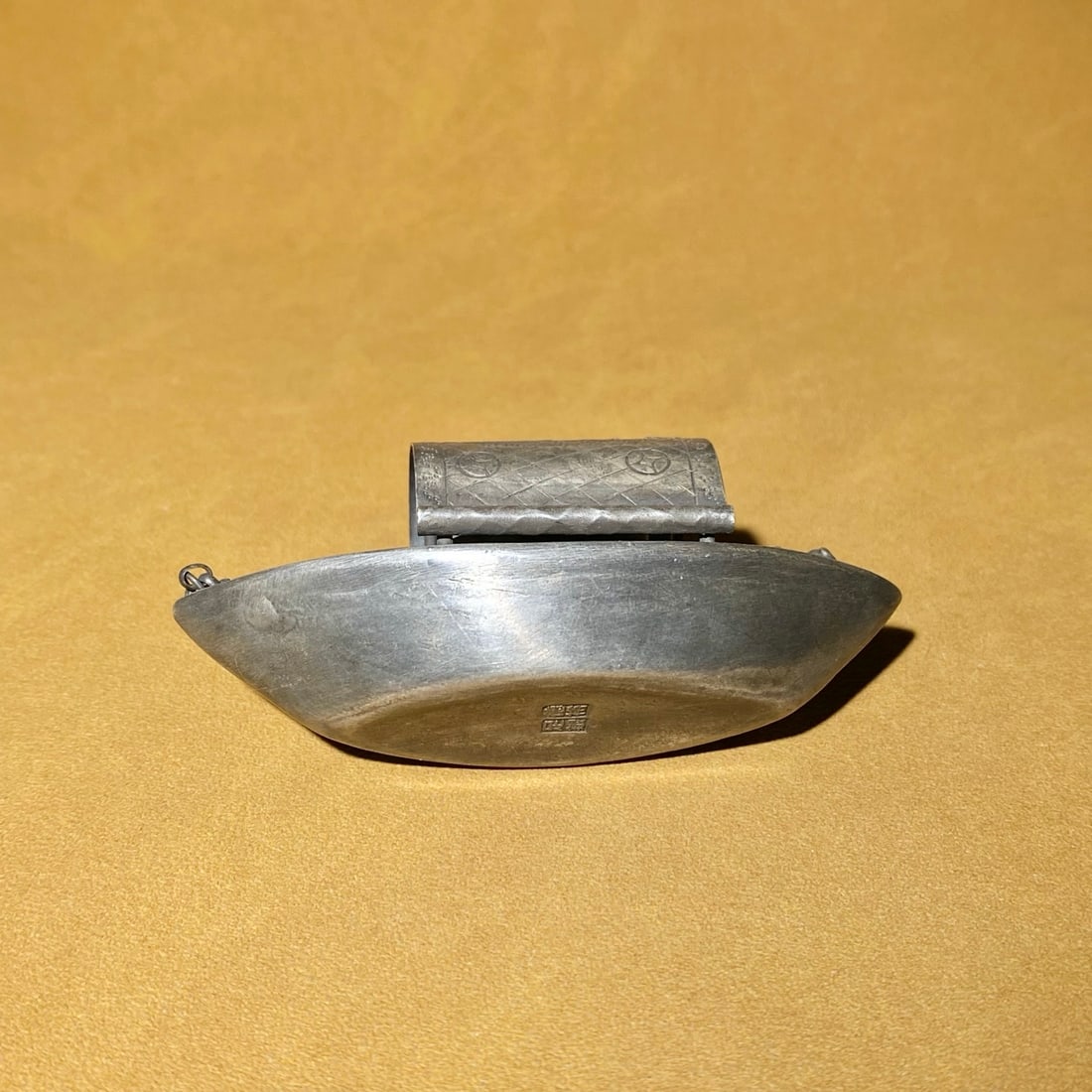 Chinese Pure Silver Boat Yan Di (small cup for adding water to an inkstone) - 4